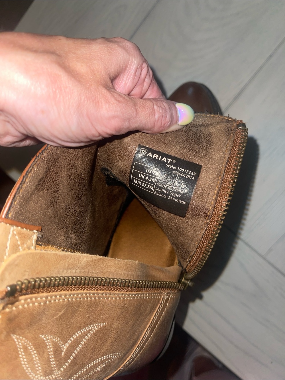 Ariat Tan Leather Western Zip Ankle Boots - Picture 7 of 7